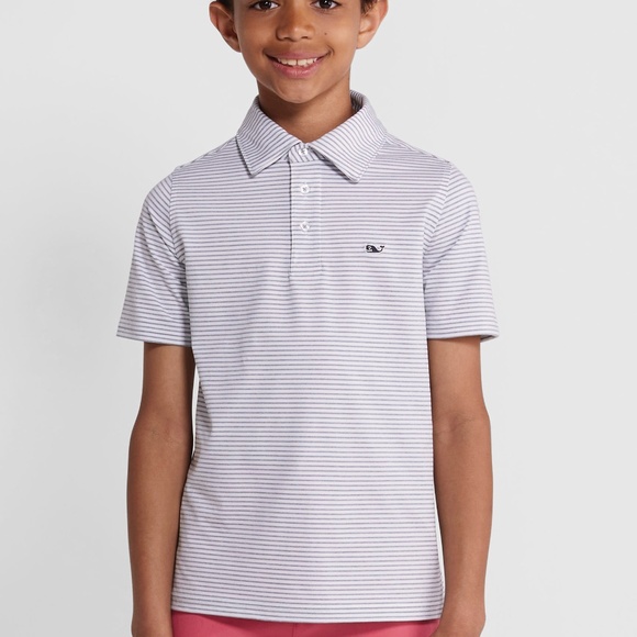 Vineyard Vines Boys' Performance Bradley Stripe Sankaty Polo - Picture 1 of 7